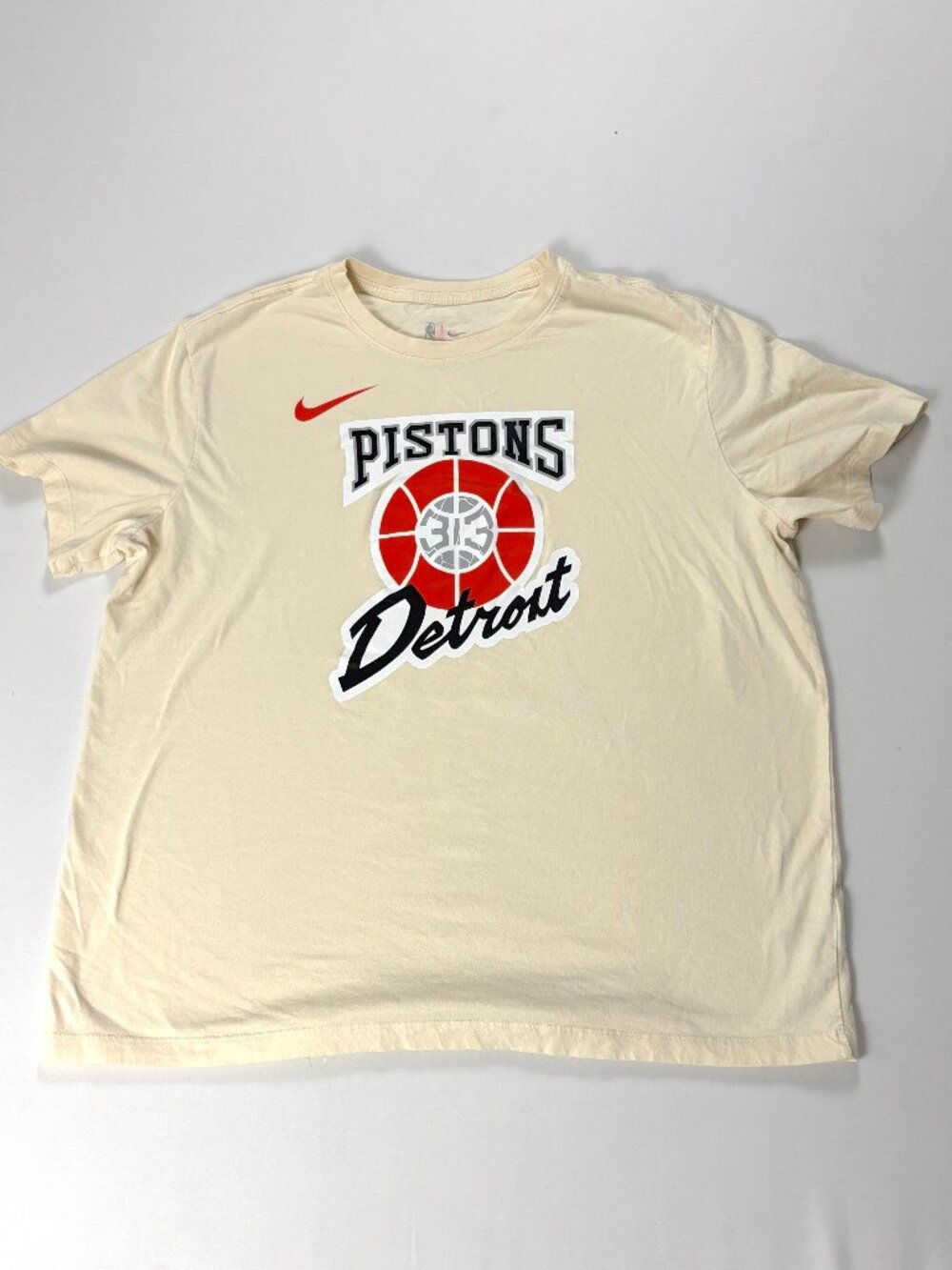 Detroit Pistons Nike 313 Basketball T Shirt Beige Sz XXL NBA Retro